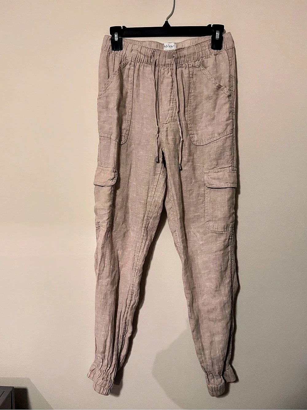 Nicole Miller New York 100% Linen Cargo Jogger Pants Size Small